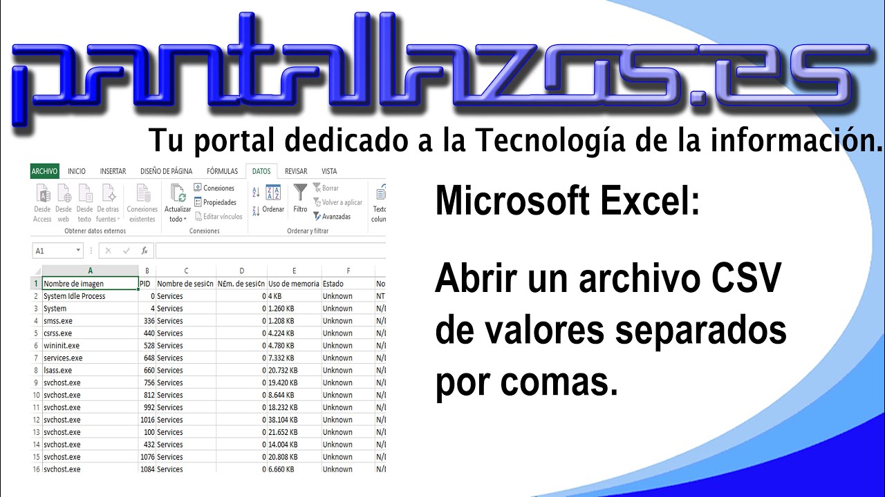 recuerdos Prever Beneficiario Microsoft Excel: Abrir un archivo CSV valores separados por comas. - YouTube