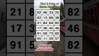 Find 3 pairs of identical numbers/HOW OLD IS YOUR BRAIN? /Dementia Prevention Quizzes/Tests.No.816