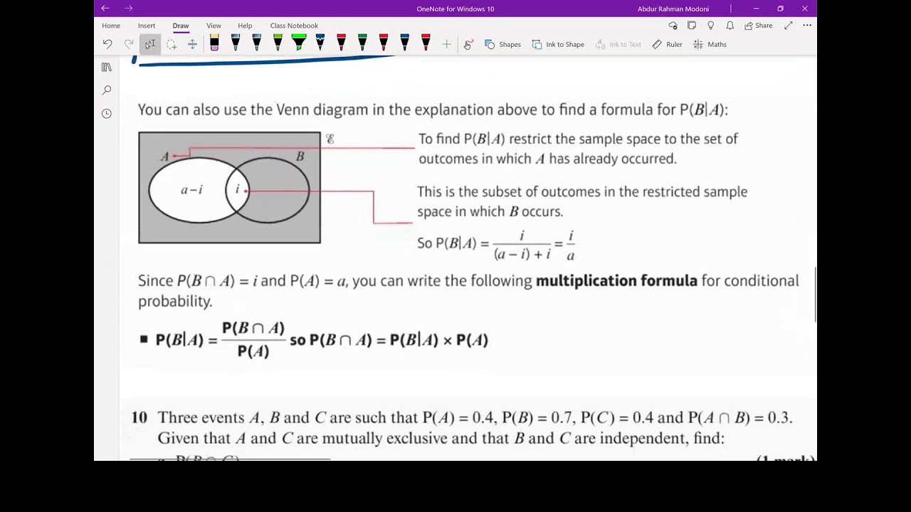 Stats 2 Ch2 Conditional Probability Summary - YouTube