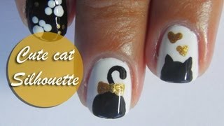 cat silhouette nail tutorial
