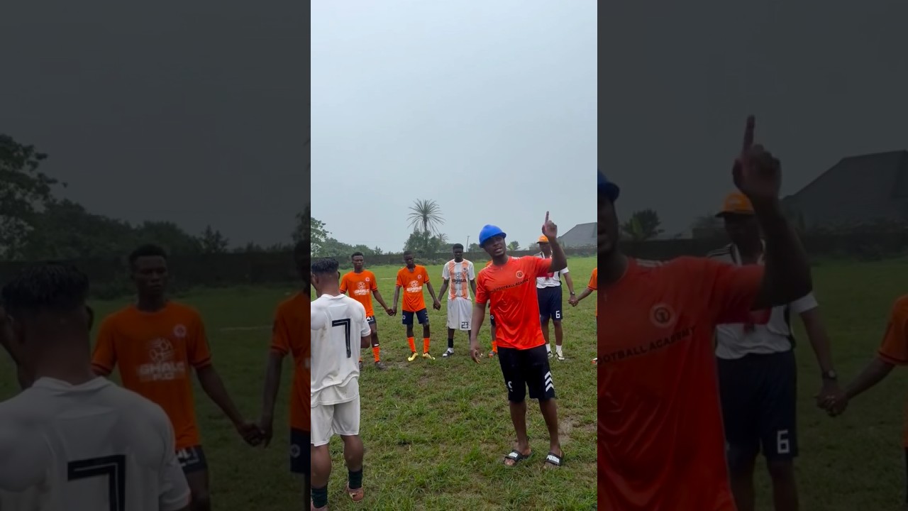 Odion Ighalo, of Ighalo Academy, praying over his players who signed professional deals abroad.
