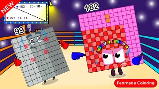Numberblocks 182 VS Numberblocks 99 | Numberblocks Fanmade Coloring Story