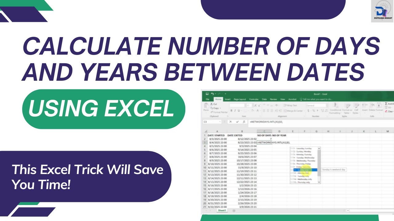 How to Calculate Days and Years Between Two Dates in Excel (Easy ...