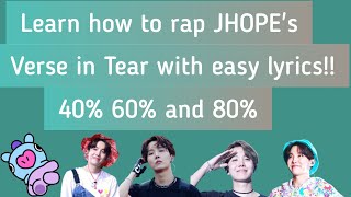 How To Rap Jhopes Part In Tear Easy Lyrics 50% Slowmo Tutorial