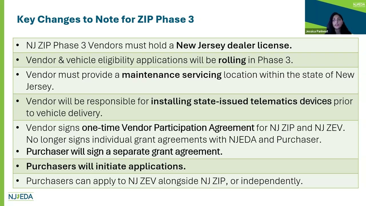 NJ ZIP 3 & NJ ZEV Financing Purchaser Application Webinar 10.9.25