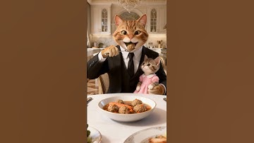 AWW! Mother Cat Shares Carrot Patties with Her Baby! #AICat #Shorts