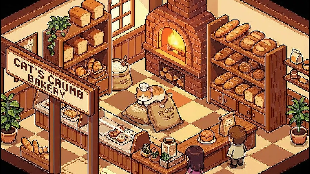 Cat's Crumb Bekery Lofi - Acoustic Guitar & Chillhop Vibes (1 Hour Loop)