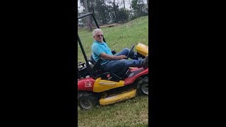 mow on a steep slope/hill using a razorback mower safe & easy