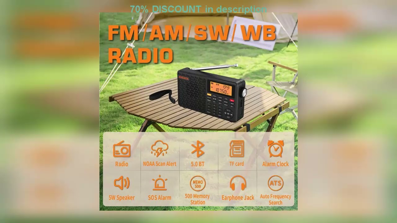 A must-have product! XHDATA D-109WB AM FM Stereo SW MW LW Digital Alarm Clock Portable Radio With