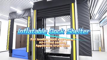 Inflatable dock shelters at loading dock entrances