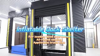 Inflatable dock shelters at loading dock entrances