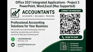 Office 2021 Integrated Applications - Project 3 PowerPoint, Word,Excel (Mac Supported)