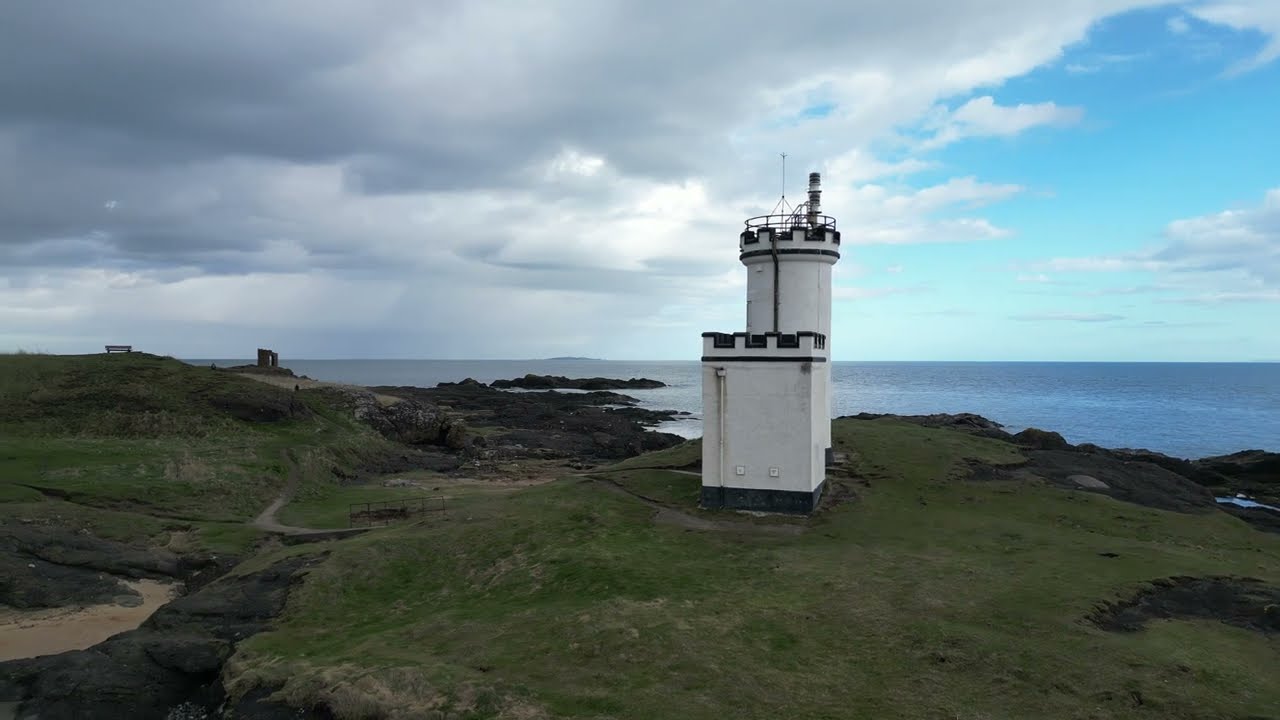 4K Close up Elie Ness Lighthouse, hard working fishermen close drone view!, DJI fife, Matt Livsey