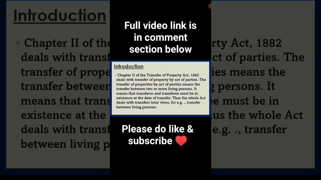 Concept of Transfer of Property | Meaning of Transfer of Property | Transfer of Property Act, 1882 |
