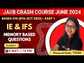 Jaiib crash course june 2024  ieifs memory based questions 8th oct 2023  part 1 ambitious baba