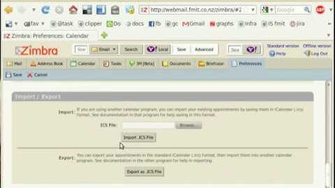 Change your Calendar setting in Zimbra