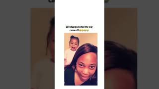 Baby Gets Shocked As Mums Wig Falls Off