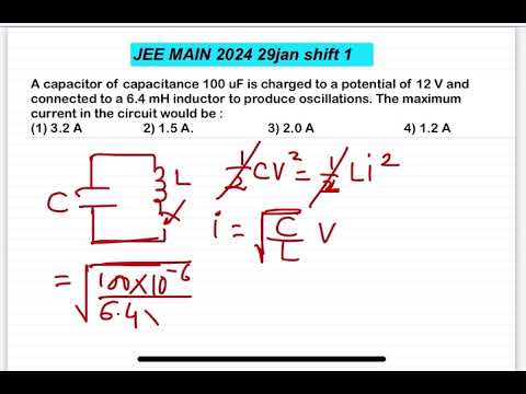 JEE MAIN 2024(29jan shift1)A capacitor of capacitance 100 uF is charged to a potential of 12 V and c 14 JEE MAIN 2024(29jan shift1)A capacitor of capacitance 100 uF is charged to a potential of 12 V and c