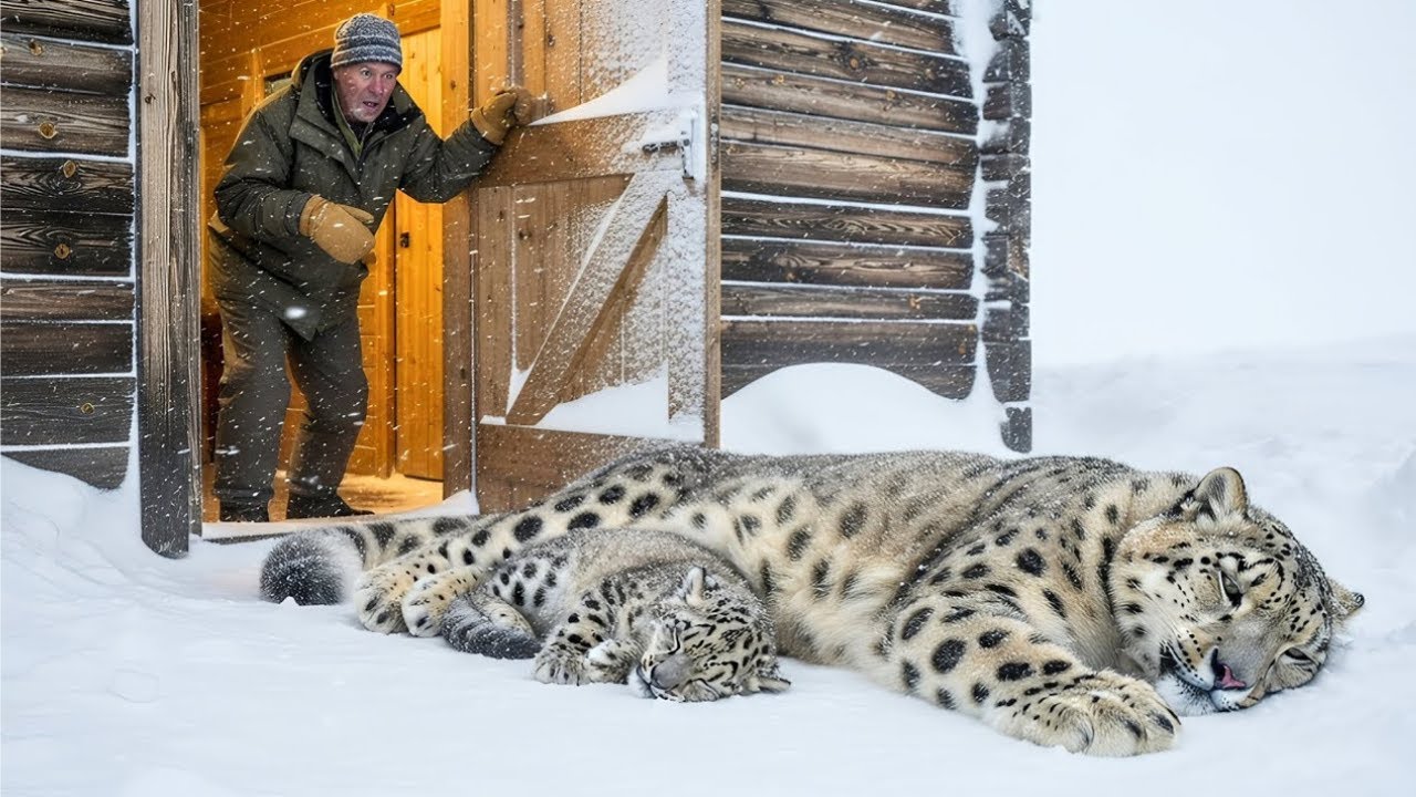 Снежный барс спасает своего детеныша: невероятная история выживания и доверия!