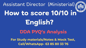 💯 How to Score 10/10 in English | Assistant Director (Ministerial) DDA | PYQ Analysis & Tips