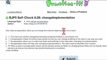 Java Practice It | Self-Check 8.28 changeImplementation | classes, encapsulation