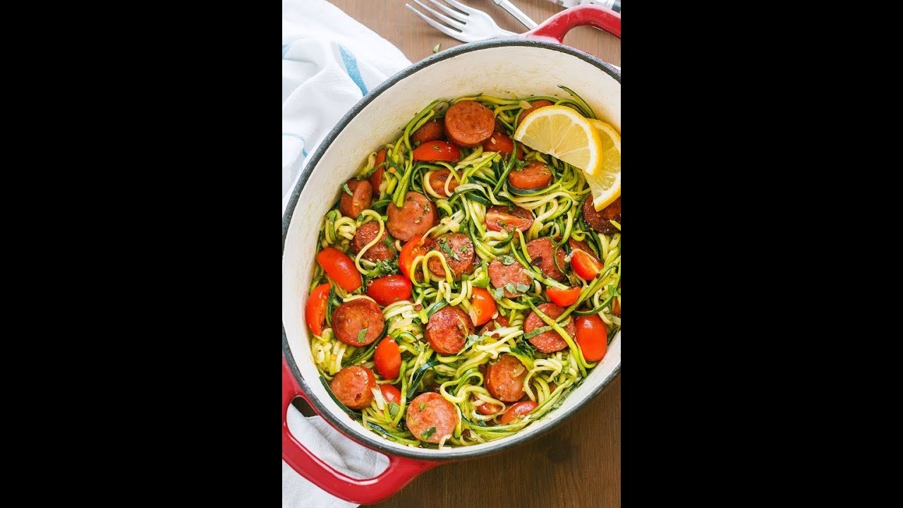 Smoked Sausage and Zucchini Noodles Keto YouTube