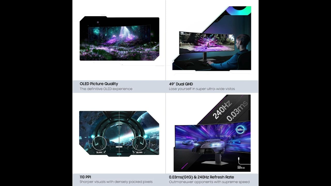 Samsung 49” QD-OLED Gaming Monitor Review – 240Hz, 0.03ms, Ultra Immersive!