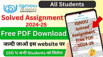 IGNOU Solved Assignment 2024-25 Free PDF | IGNOU Solved Assignment 2024-25 Free | Hindi & English