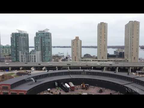 Aerial video shows an empty Toronto under COVID-19 measures