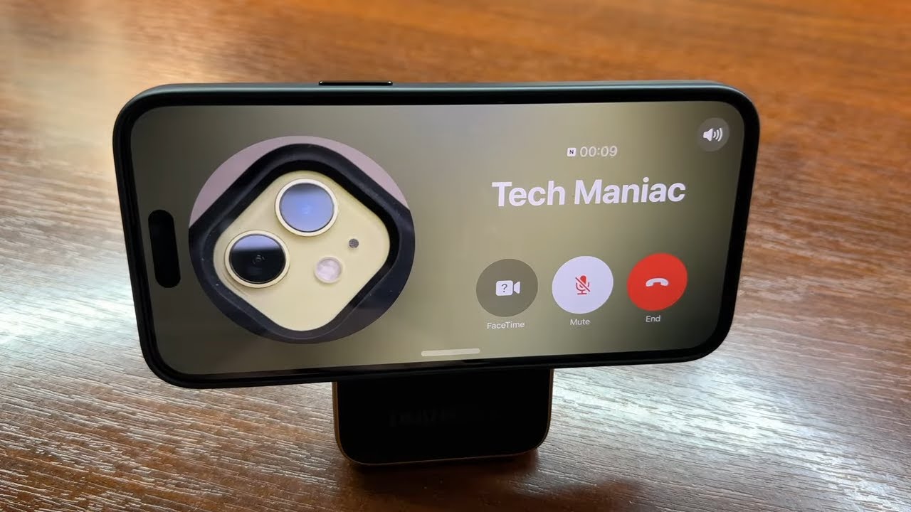 iPhone 15 Pro Max Nightstand WhatsApp Incoming Call on Duracell Magnetic Power Bank with Kick-Stand