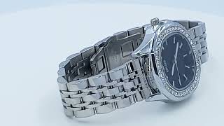 Dorian Studded Black Face Ladies Watch In Silver Stainless Steel