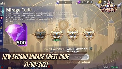 NEW SECOND MIRAGE CHEST CODE 31 AUGUST 2021 | MLA