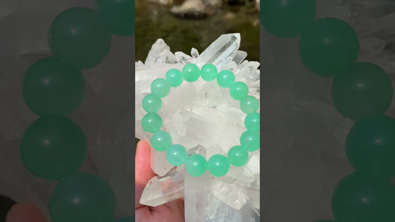 超美石一連ブレスレット【クリソプレーズ】11mm玉/手首サイズ14