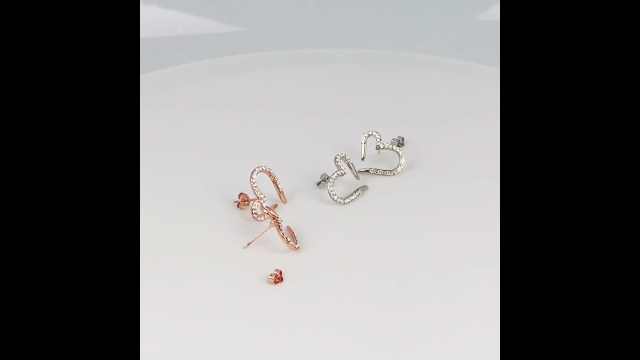 Open Heart Earrings with Pave Crystals