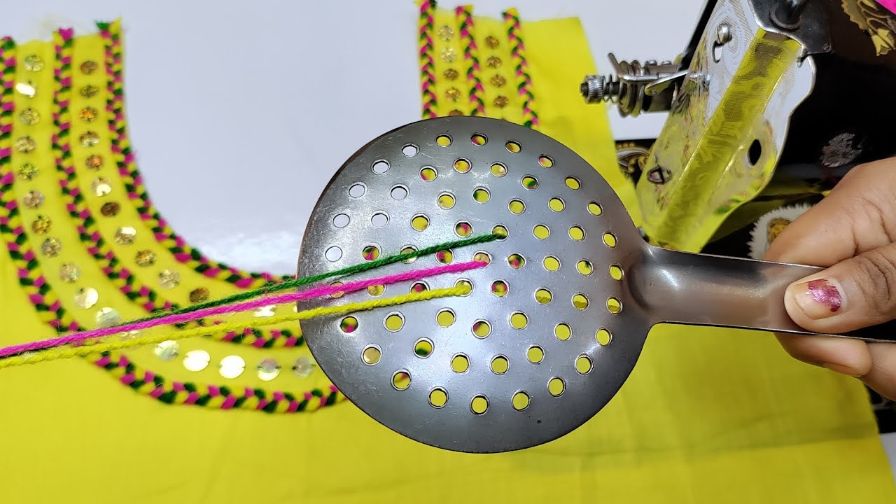 Amazing 😍, ऊन और करछी से बनाएं खूबसूरत Neck Design | beautiful neck design | Simple Neck design, BRF