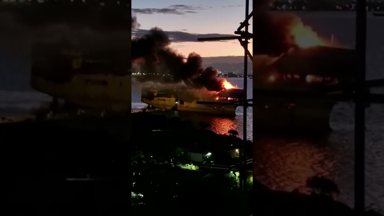 the ship in on fire.. 