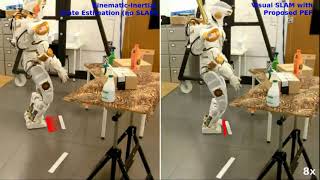 Direct Visual SLAM Fusing Proprioception for a Humanoid Robot