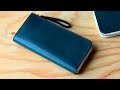 Make a handmade L-shaped zipper long wallet from dyed leather/FREE PATTETN