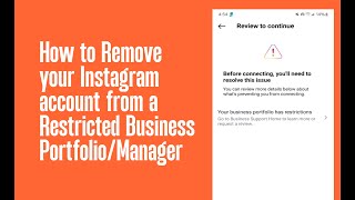 How to Remove your Instagram account from a Restricted Business portfolio/Manager  Solved 100%