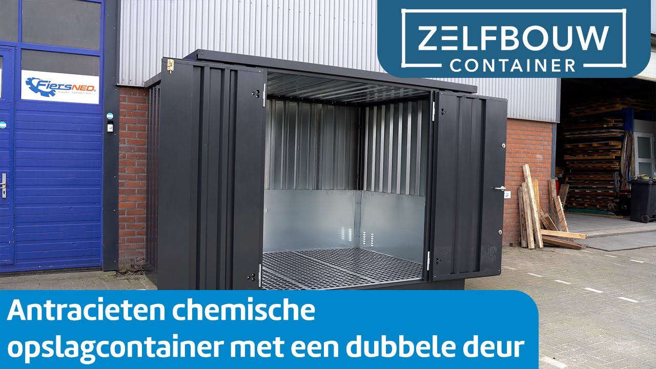 Antracieten chemische opslagcontainer met een dubbele deur