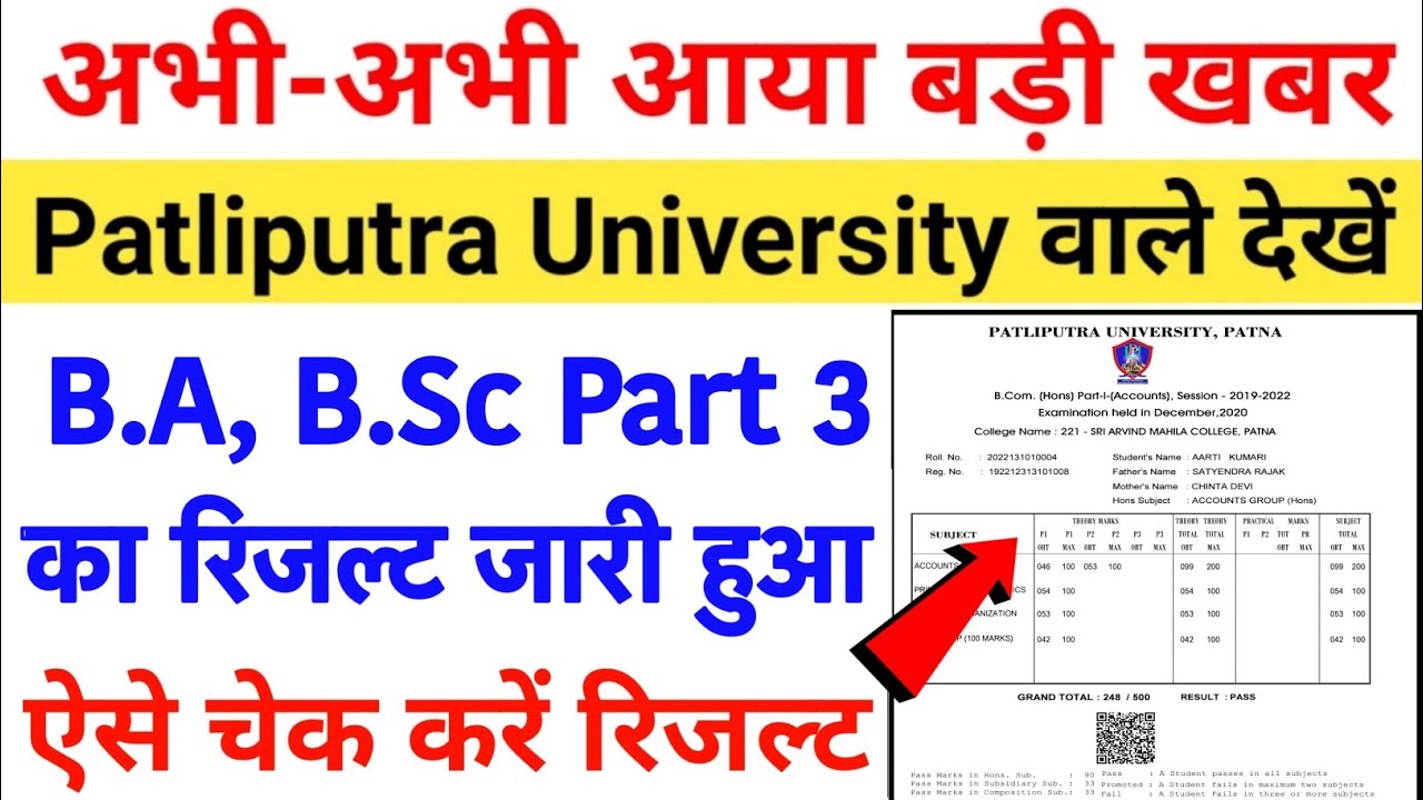 Patliputra University Part 3 Result 2021|PPU Part 3 Result 2022| PPU B.A B.SC B.Com Part 3 Result