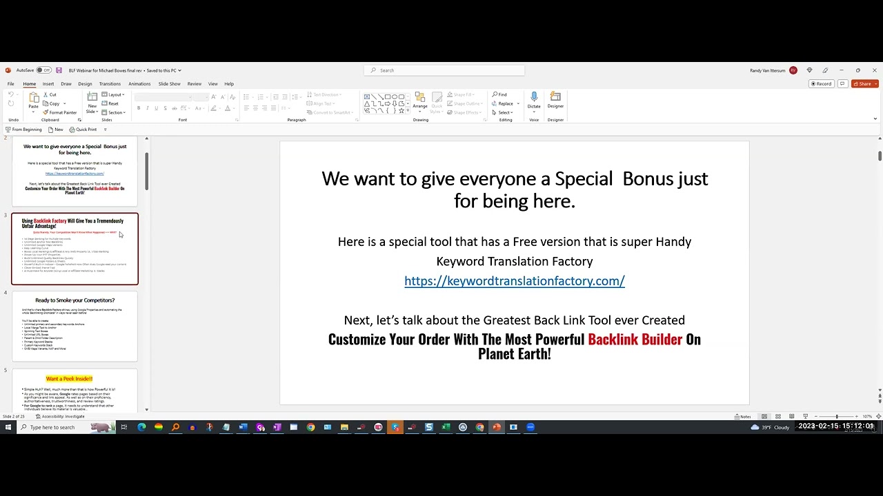 Michael Bowes Webinar on BLF and POI