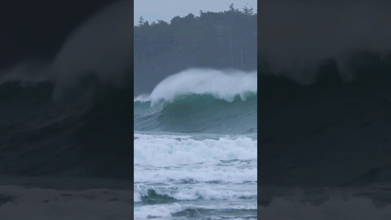 18 Foot Waves In Tofino Canada During Winter Storm