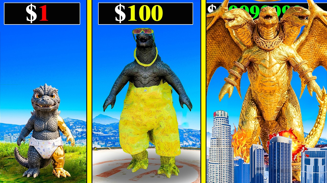 $১ এর GODZILLA থেকে $১,০০০,০০০ STRONGEST GOLD GODZILLA তে আপগ্রেড ! GTA 5