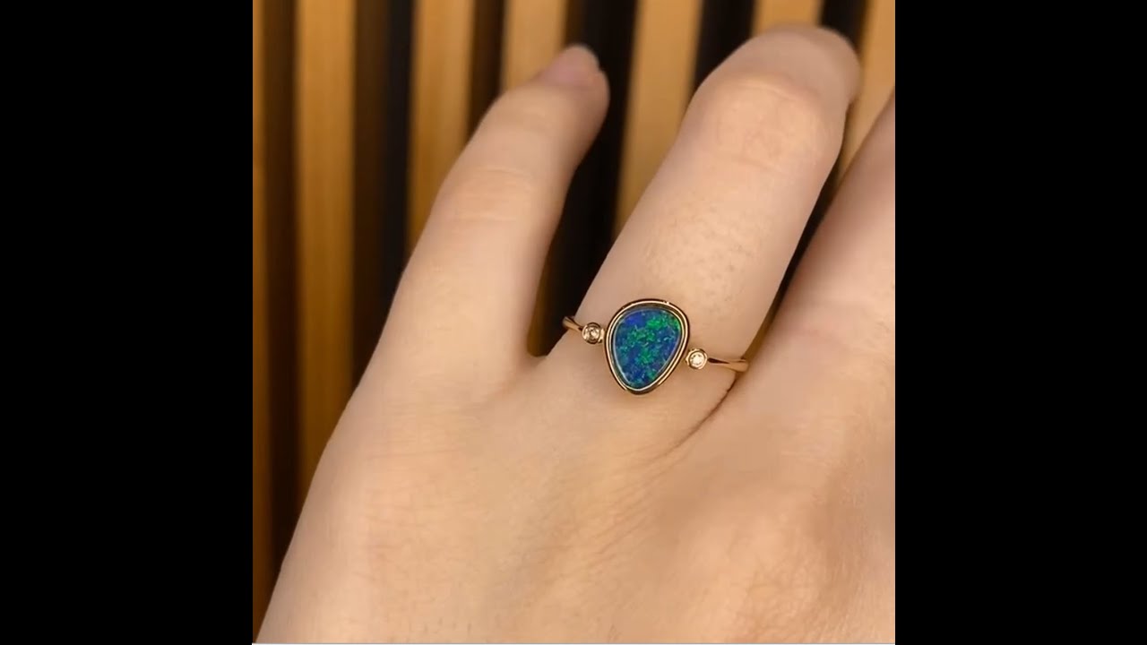 14K Bicolor Australian Opal Ring - Austral Stones Opal Collection