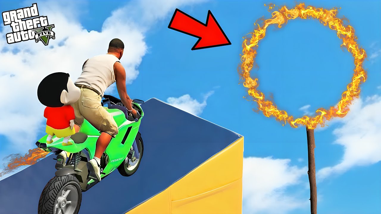 Shinchan & Franklin Tried Biggest Ramp Challenge With Super Heroes in GTAV in Telugu