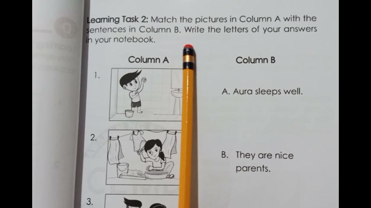 MATCH THE PICTURES IN COLUMN A WITH THE SENTENCES IN COLUMN B YouTube