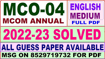 mco 04 solved assignment 2022-23 / mco 4 solved assignment in english / ignou mcom 1st year annual