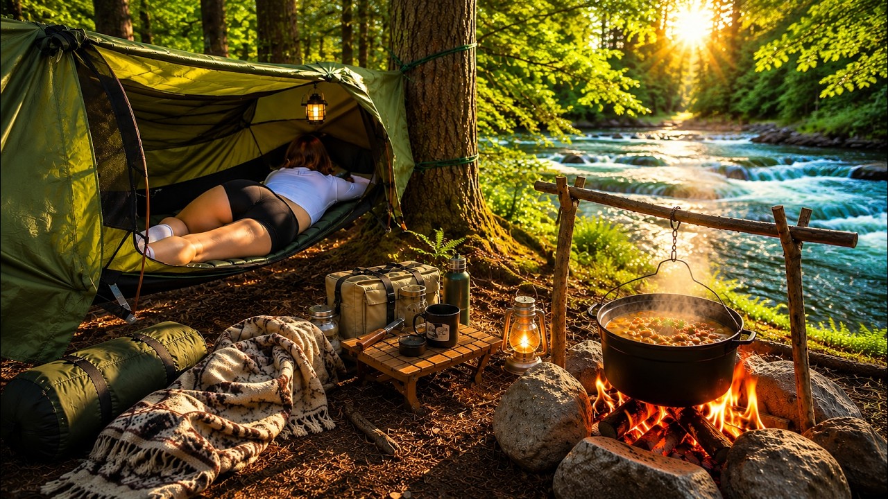 3 Days Alone in the Mountains! Solo Girl Survival, Campfire Cooking ...