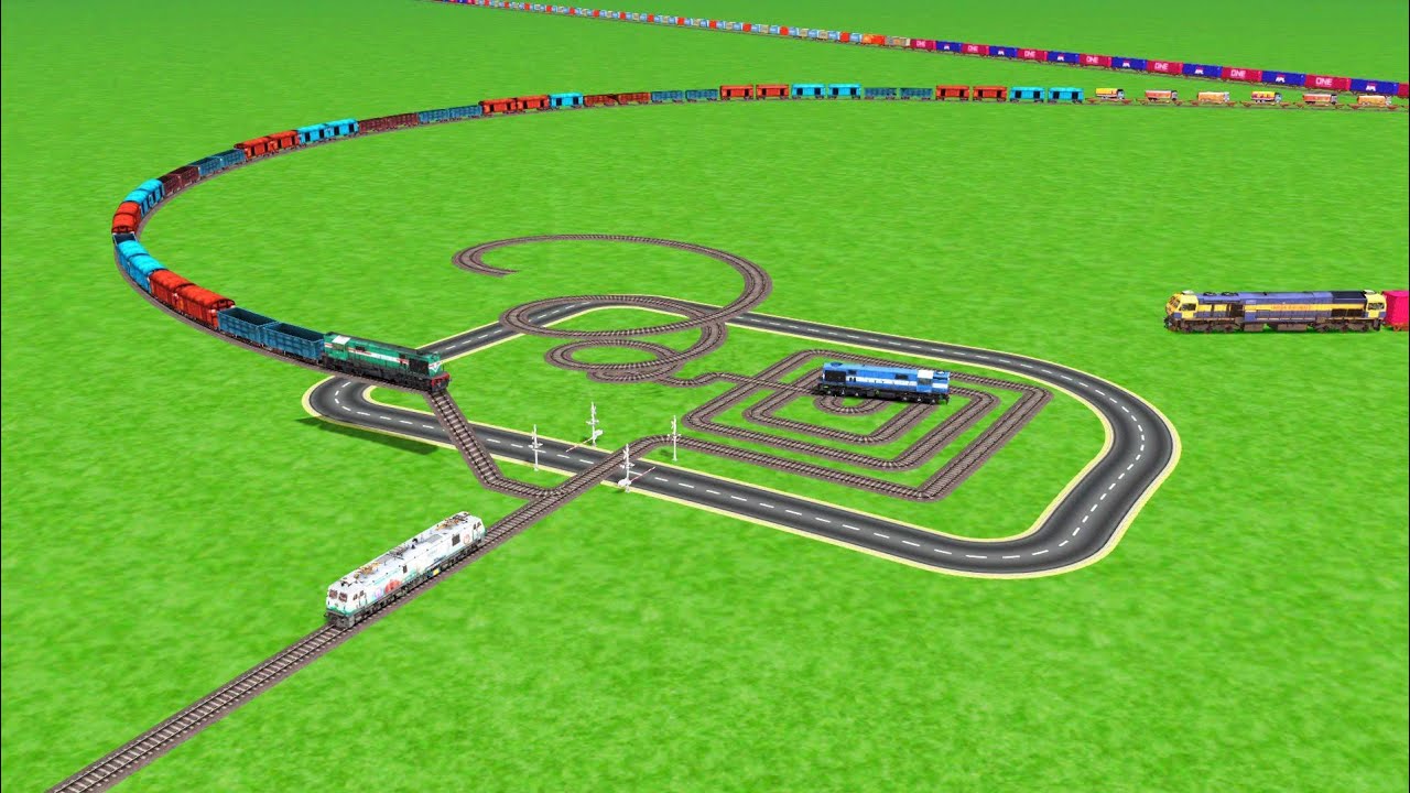 TRAINS CROSSING AT BUMPY FORKED BRANCHED RAILROAD TRACKS#trainvideo #railways #train 